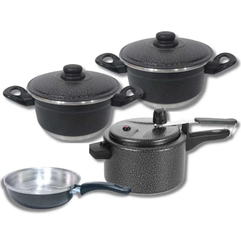 #3 Jogo de Panelas 4 Peças com Frigideira e Panela de Pressão 2,5 L