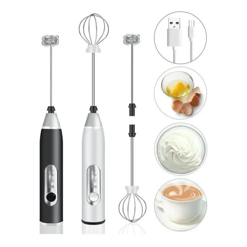 #12 Batedor Misturador Mixer Elétrico para Bebidas Leite Café Clara de Ovos 2 EM 1 Facilida Vida