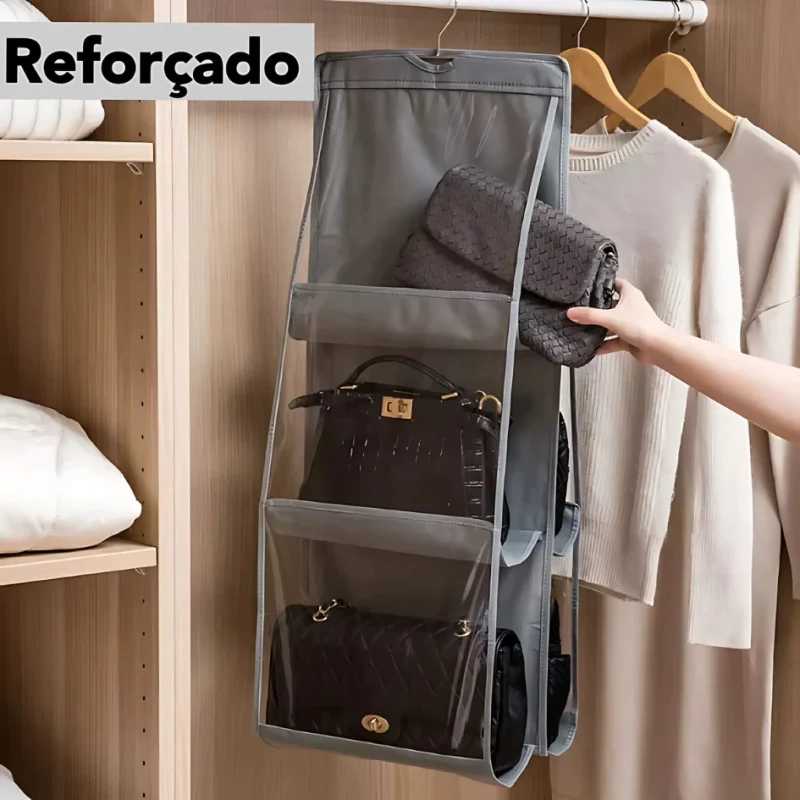 #39 Organizador Multiuso Suporte De Bolsas Com Cabide Para Guarda Roupas
