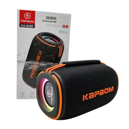 Caixa de Som LED RGB Bluetooth Portátil TWS 30W Kapbom KA-8296 Alto-falantes duplos à prova d'água