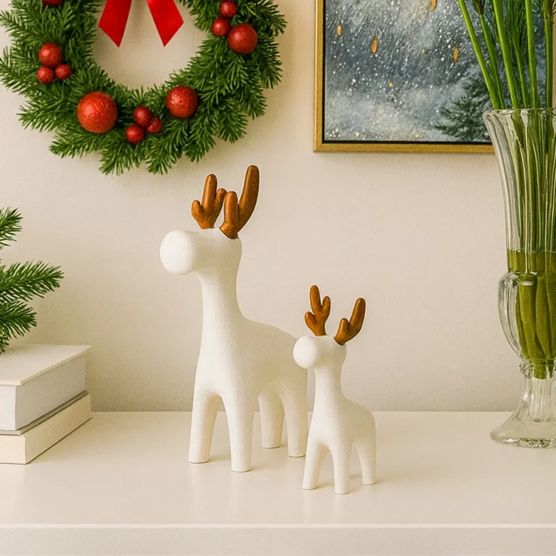 Kit de Renas Natalinas Decorativas Minimalistas Enfeite de Natal Servo de Decoração