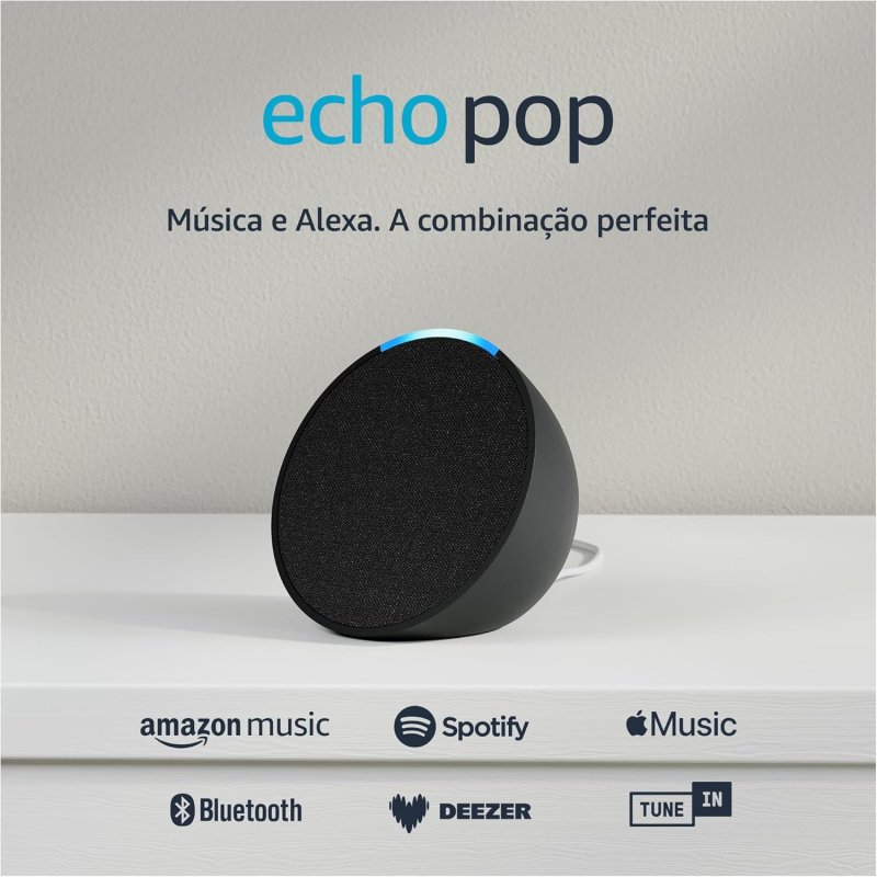 BLACK FRIDAY Echo Pop (Geração mais recente) | Smart speaker compacto com som envolvente e Alexa | Cor Preta